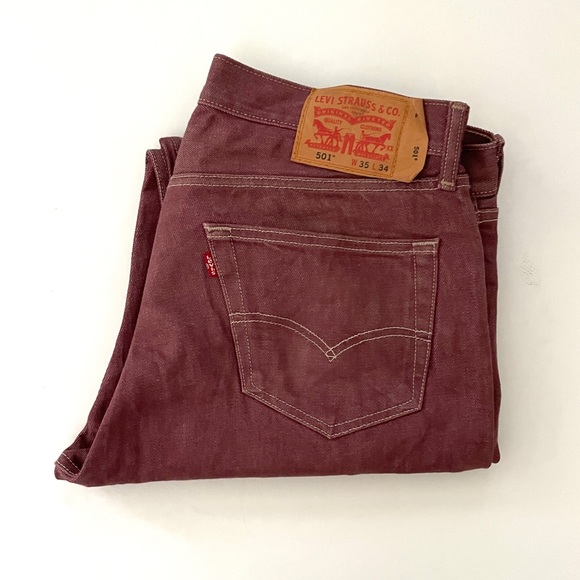 Levi's Other - Levi’s 501 Jeans Burgundy 35x32